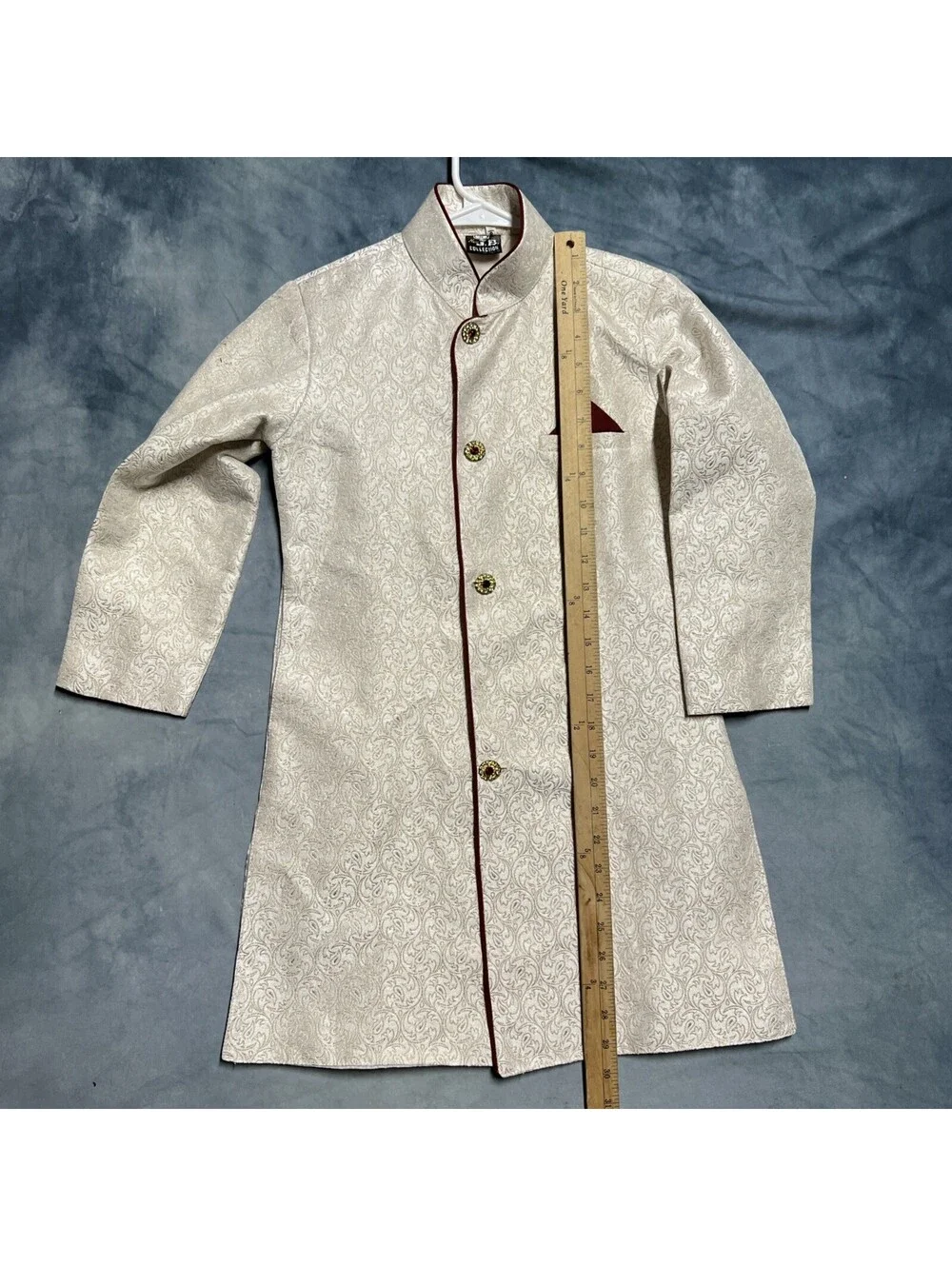 New JB Collection Young Men cream-colored silk sherwani